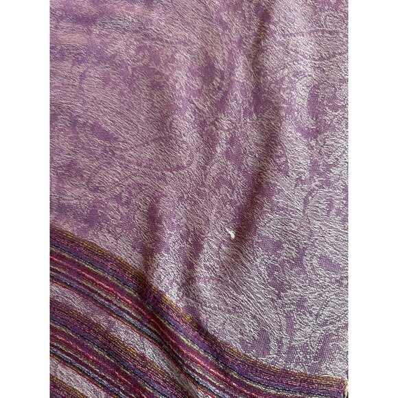 Purple Woven Paisley Scarf Dark Purple Stripes Fringe Gift - Picture 7 of 7